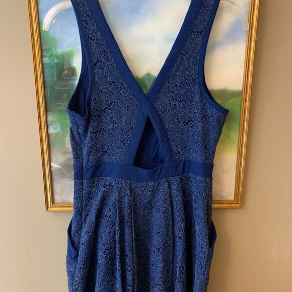 Free People Lovely In Lace Blue Cutout Back Fit and Flare Dress - Picture 10 of 10
